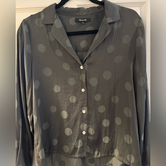 Madewell Green Polka Dot Button Down - Picture 2 of 5
